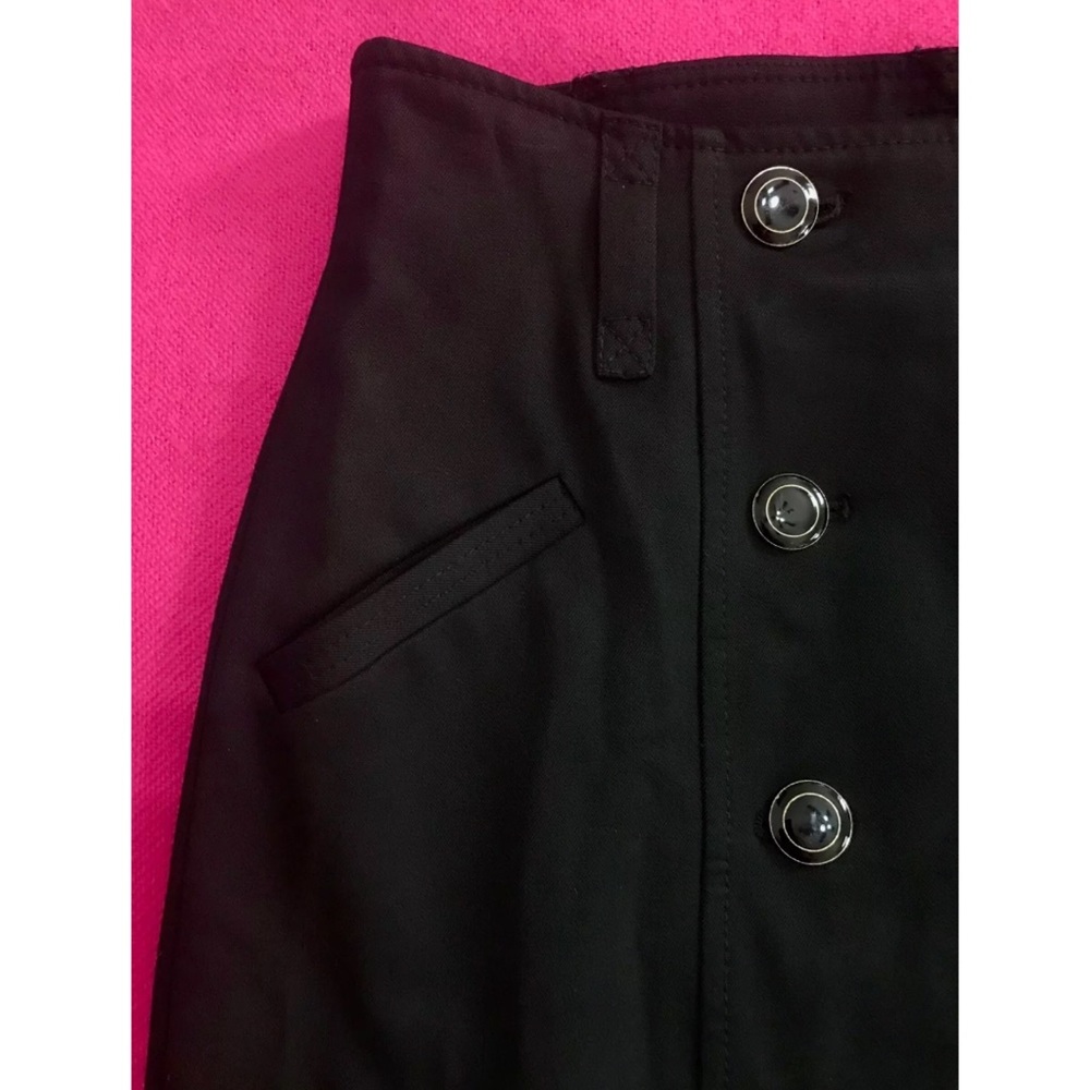 ANN TAYLOR Black Button Front Stretch Pencil Skirt - Picture 2 of 6
